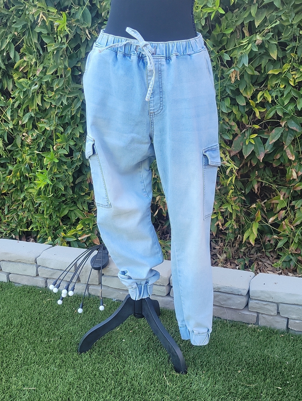 Almost Famous 90s Vibe Light Blue Cargo Jean Joggers XL